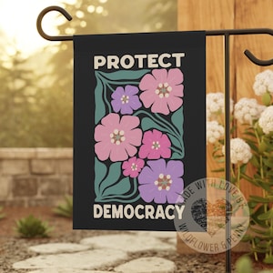 Floral Anti trump garden flag,Defend Protect Democracy Garden flag,Wildflower Political Flag Kindness Yard Flag,Feminist Democrat Gift