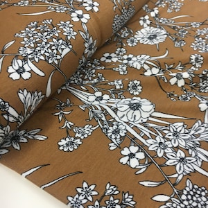 CLEARANCE SALE Viscose Jersey Fabric Summer Light Brown Fabric Dresses Viscose Fabric Blouse Fabric Flowers Viscose Woven Fabric Blouse Fabric