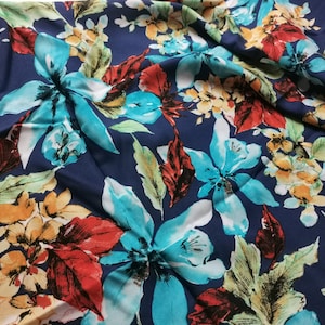 CLEARANCE SALE Viscose fabric summer navy blue fabric dresses Viscose fabric blouse fabric white Viscose woven fabric blouse fabric flowers