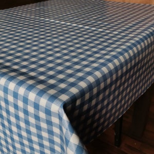 CLEARANCE SALE Oilcloth tablecloth country style checked blue and white