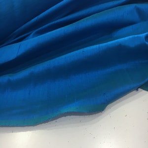 CLEARANCE SALE Dupion Silk Fabric Blue Petrol 100% Silk