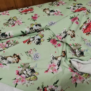 Jersey fabric cats Stenzo digital print - Oeko-Tex certified jersey fabric