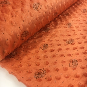 CLEARANCE SALE Minky Fabric Fleece Hedgehog Terra 0.50 m Fabric Plush Minky Dots Minky Fleece with Pattern 150 cm Width