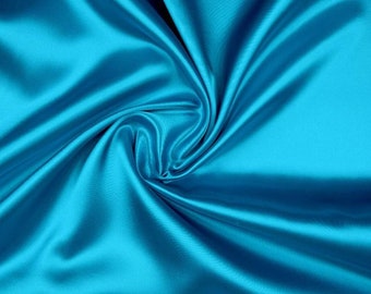 Satin Stoffe uni seidig, glänzend als Meterware in Aqua