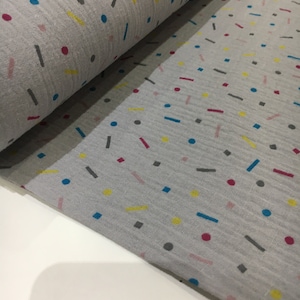 CLEARANCE SALE Muslin Fabric Double Gauze Dots OekoTex Standard 100 From 50 cm Burp Cloth Grey Muslin Fabric