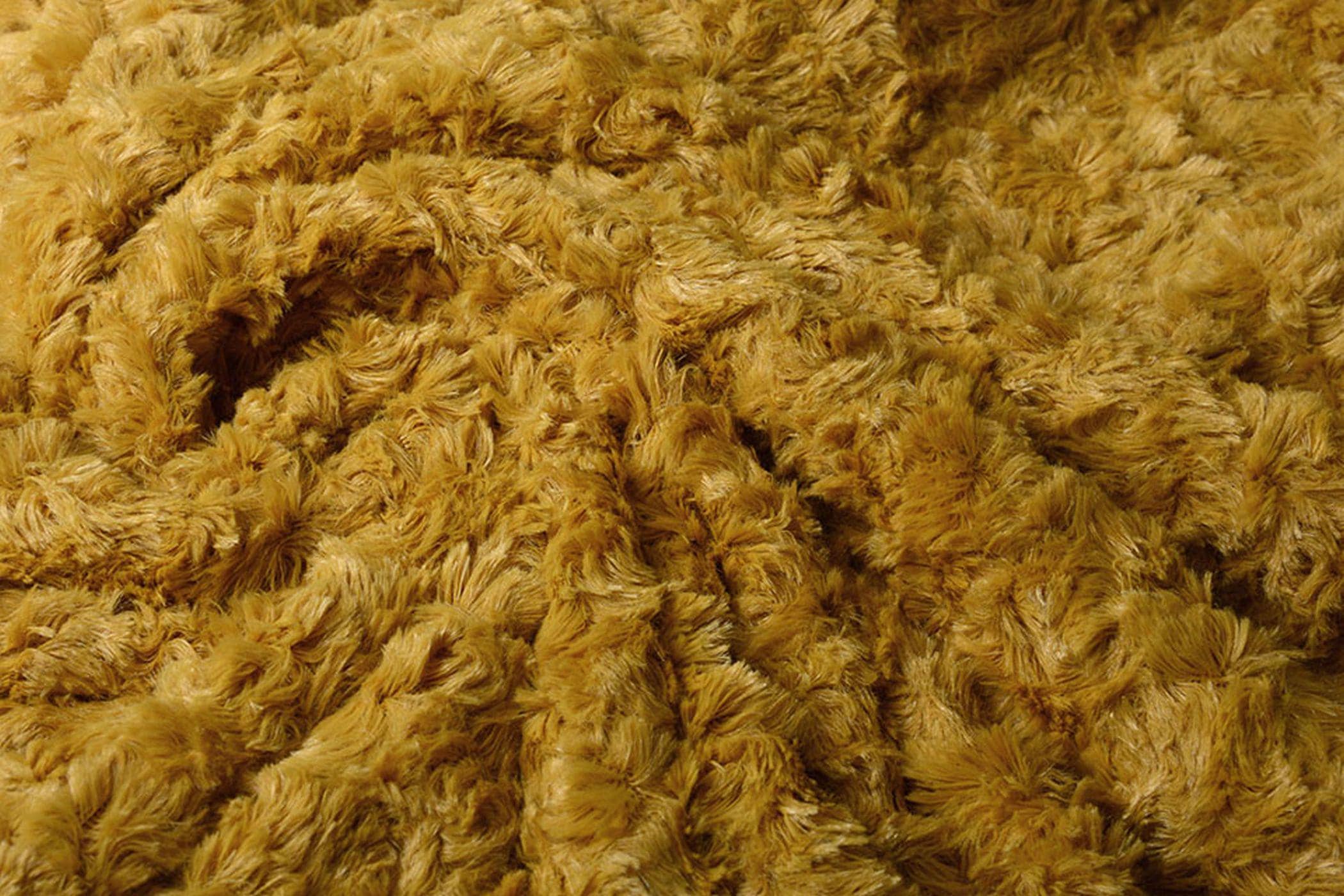 CLEARANCE SALE Fur Fabric Mustard Yellow Shorthair Flokati Faux Fur Plush Faux Fur Soft Warm