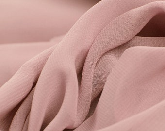 Chiffon fabrics Rosé uni by the meter, softly falling chiffon fabric voile