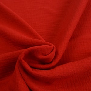 CLEARANCE SALE Muslin Fabric Double Gauze Uni OekoTex Standard 100 From 50 cm Burp Cloth Red Muslin Fabric