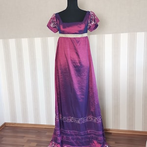 Empire Dress with Embroidery Regency Dress Imperial waist regency era dress gown Bridgerton