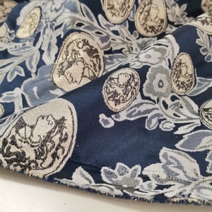 CLEARANCE SALE Brocade fabric blue brocade fabric evening dress fabric brocade decorative fabric brocade fabric baroque dresses Roman figures KT262