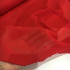 CLEARANCE SALE Chiffon fabrics red plain sold by the meter, soft fall chiffon fabric voile