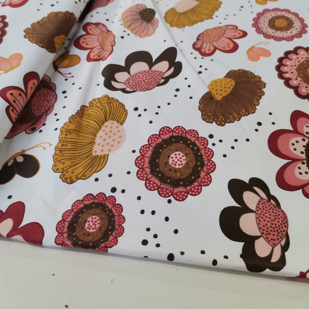 Cotton Jersey Fabric Floral From 50 Cm Oekotex Certified KT129 Etsy