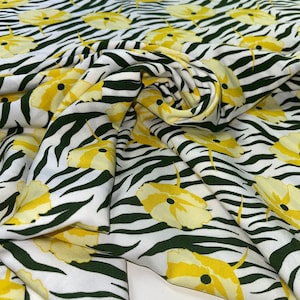 CLEARANCE SALE Viscose Fabric Summer Yellow Fabric Dresses Viscose Fabric Blouse Fabric Viscose Woven Fabric Blouse Fabric Floral