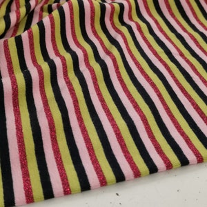 CLEARANCE SALE Jersey fabric stripes glitter cotton jersey fabric sold by the meter from 50 cm Oeko-Tex certified jersey fabric cotton