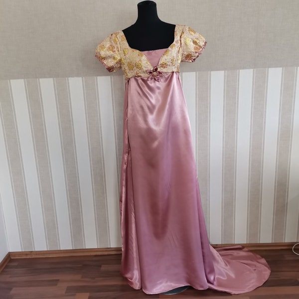 Empire Dress with Brocade Regency Dress Imperial waist regency era dress gown