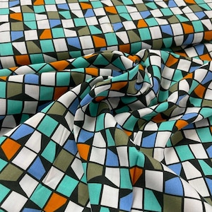 CLEARANCE SALE Viscose fabric summer turquoise fabric dresses viscose fabric blouse fabric flowers viscose woven fabric blouse fabric