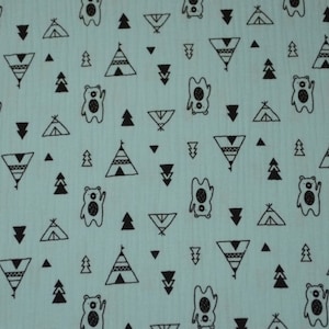 Muslin fabric double gauze teepee tent OekoTex Standard 100 from 50 cm burp cloth pastel blue Indian muslin fabric baby cotton