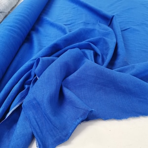 Linen fabric 1 m linen viscose blue bargain price