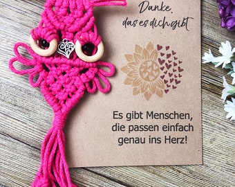 Macrame keychain large owl / Cotton
