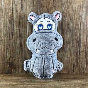 Embroidery file ITH hippo BERTA for frame 16×26 cm, machine embroidery, ITH embroidery pattern with animal motif