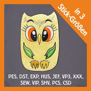 Embroidery file appliqué owl basic in 3 sizes, machine embroidery, embroidery pattern with animal motif