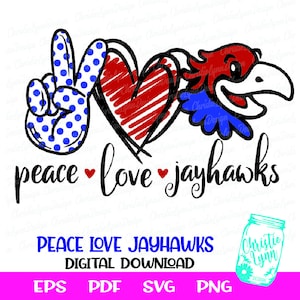 Paz, Amor y Jayhawks KU Pdf Eps Svg Png Archivos vectoriales