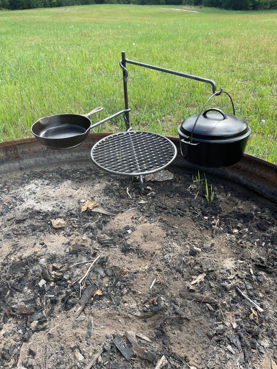 Hand forged campfire tripod.  Campfire, Fire pit grill, Blacksmithing