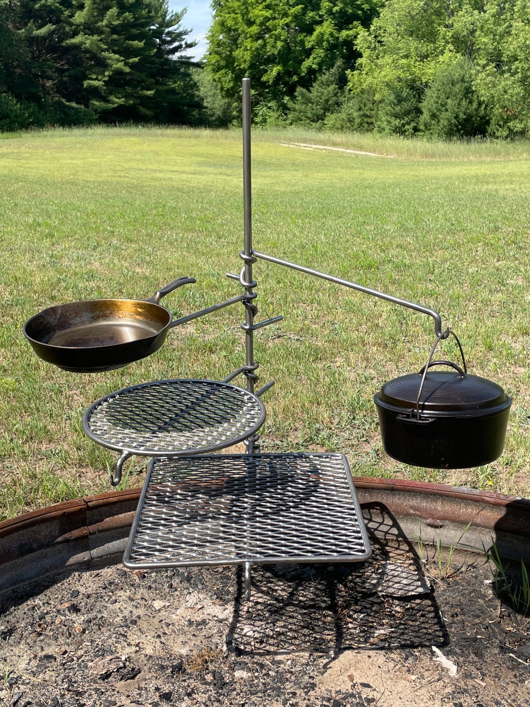 XL Heavy Duty Forged Camp Cooking Tripod Holds OVER 95 POUNDS Seen