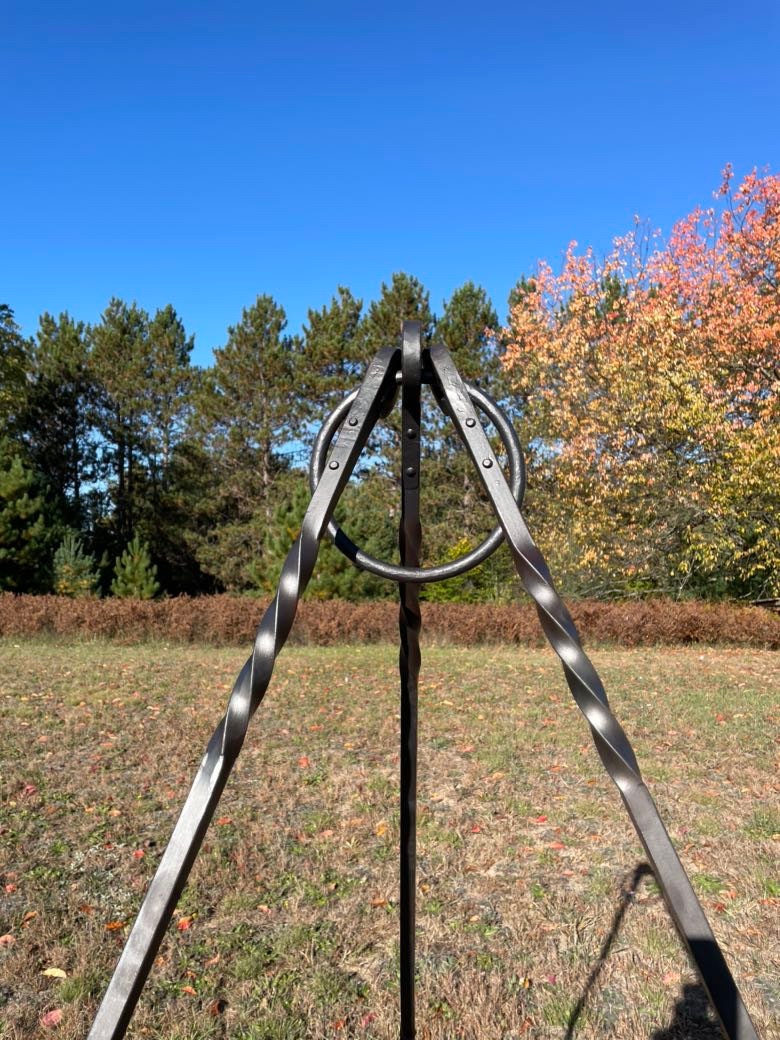 Hand Forged Campfire Dutch Oven Tripod Set - Blacksmith - Camp Grill