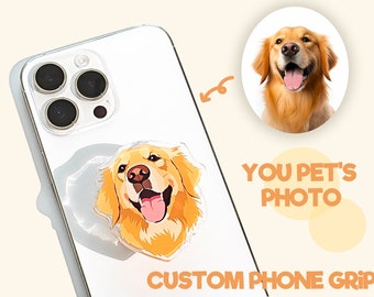 Personalized Cute Pet Animal Phone Grips,Customized hand-painted Phone Holder,Custom Pet Phone Grip,Epoxy Phone Holder,Gift for Pet Lover