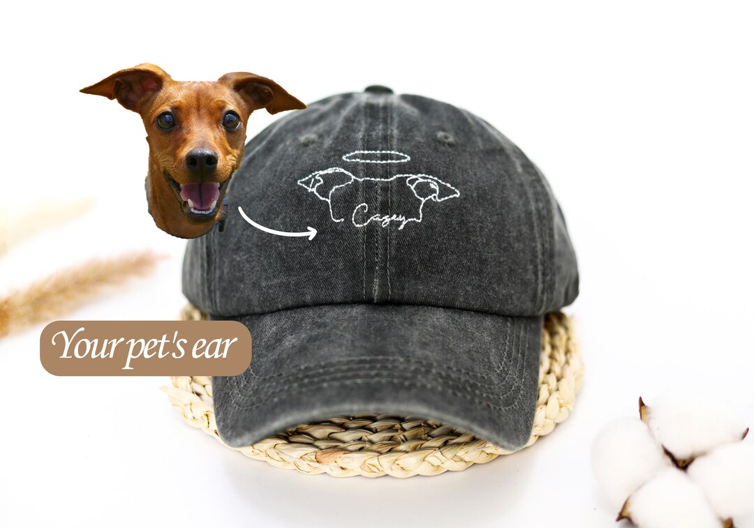 Custom Pet Ear Embroidered Hat,pet Photo Name Custom Dog Ear Baseball