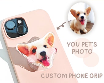 Personalized Cute Pet Animal Phone Grips,Custom Human Head Portrait Phone Holder,Custom Pet Phone Grip,Epoxy Phone Holder,Gift for Pet Lover