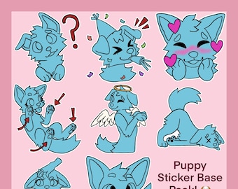 Paquete básico de pegatinas de cachorro peludo: Lineart canino de Telegram/Discord (PSD)