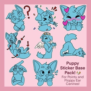 Puppy Sticker Base Pack #2! Furry Anthro Fursona Dog Floppy and Pointy Ear Canine Telegram Discord Sticker Base Lineart