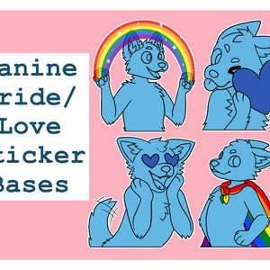 Canine Pride/Heart Sticker Bases (Telegram/Discord Stickers for dog, wolf, fox fursonas)