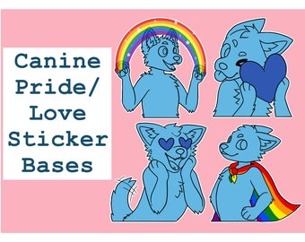 Bases de pegatinas de orgullo canino / corazón (pegatinas de Telegram / Discord para perro, lobo, zorro fursonas)