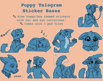Paquete de pegatinas de Telegram para cachorros Base Lineart