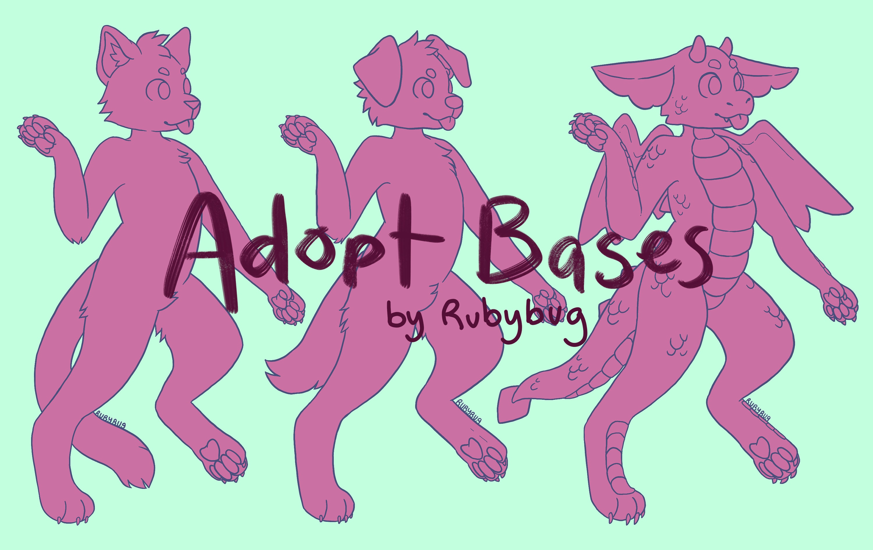 Furry Adopt Bases (P2U Cat, Dog, Dragon, Fox, Bird, Rabbit Anthro Bases ...