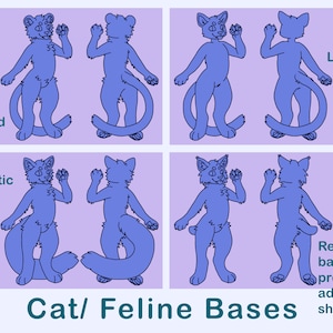 Cat/Feline Furry Ref Sheet Bases (P2U Fill in Anthro Feline Adopt/Reference Bases)