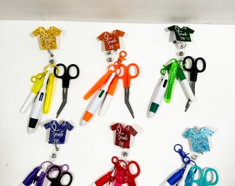 NURSE Badge Accessories, 5 IN 1 Healthcare badge, Student Nurse starting kit, Doctor reel Badge, mini light, Mini marker, Nurse gift set.