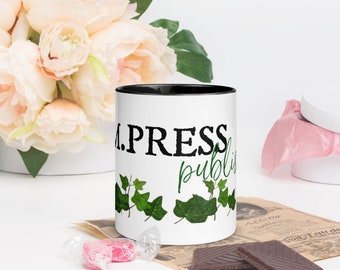 E.M. Press Publishing Logo Mug, white with black handle & interior, 11 oz mug