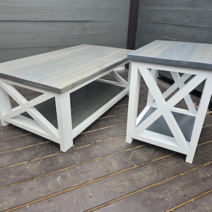 Farmhouse table plan bundle, coffee table plans, side table plans, table blueprints, woodworking plans, printable plans, woodworking pdf