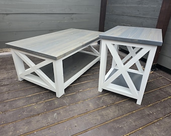 Farmhouse Table Plan Bundle: Coffee & Side Table Blueprints (PDF)