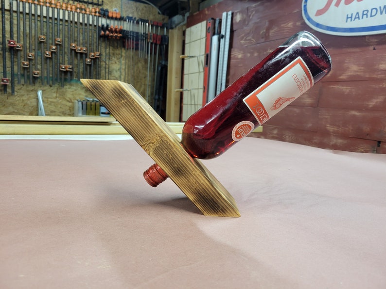 Balancing Wine Bottle Holder Build Plans Floating Wine Bottle Etsy