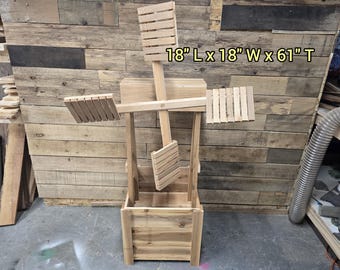 Windmill planter box build plans, windmill garden planter, fence picket planter plans, cedar planter, flower box, woodworking build plans