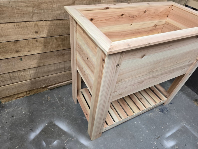 Raised Cedar Planter Box Build Plans With Shelf (digital Download) - Etsy