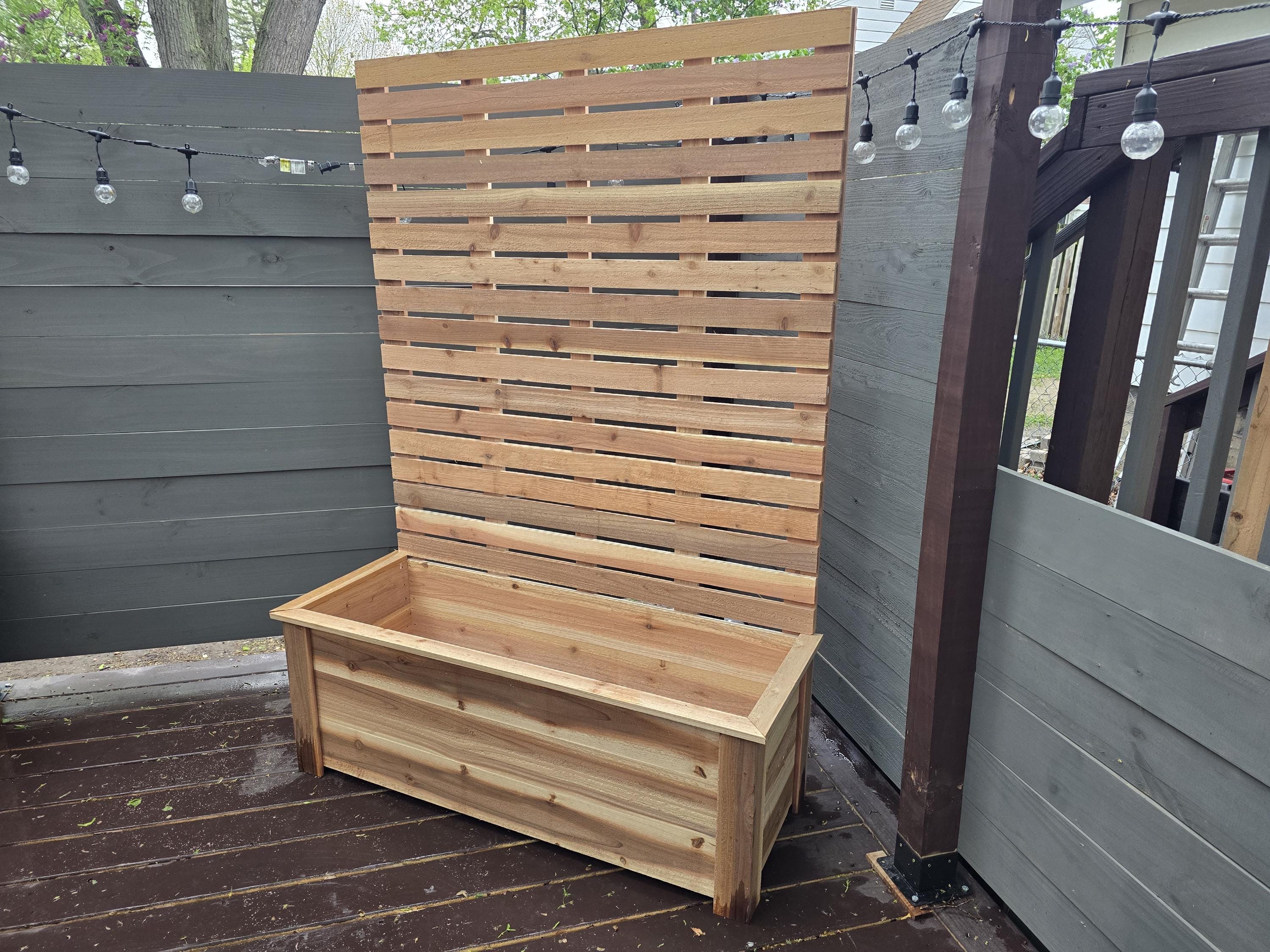 Patio Privacy Screen Outdoor Privacy Screen With Planter Box - 41x10x65  Inch Cedar Wood Garden Fence Panel 2 Hinged Freestanding Screens Drain  Holes Raised Bed Kit For Backyard Patio Deck Outdoor Screens, image size:3000x2250