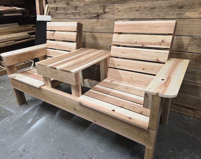 Two Seat Bench with Middle Table Build Plans (Digital Download)