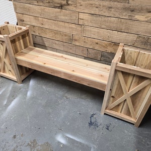 Bench planter plans, planter box bench digital plans, Downloadable plans for bench planter box, Cedar planter box bench, Digital build plans