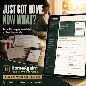 Caregiver Organizer Binder, Hospital Discharge Planner, Elderly Parent Care Tracker, Medication Tracker App, Home Recovery Planner